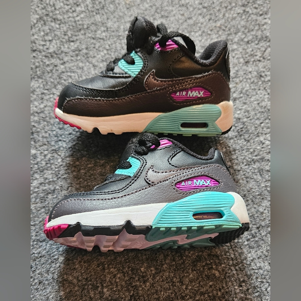 Nike Kids Air Max Sneakers - Black, Teal, and Pink
